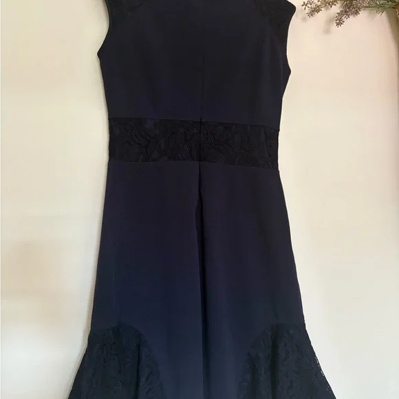 NWT Nanette Lepore Navy Lace Panel Sheath Dress Size 6 Career Work - Picture 7 of 9